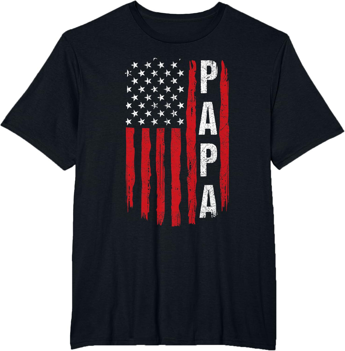 Proud Papa Father's Day Patriotic Dad USA flag T-Shirt - Black