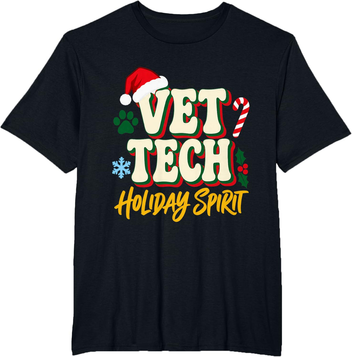 Christmas Vet Tech Christmas Team T-Shirt - Black