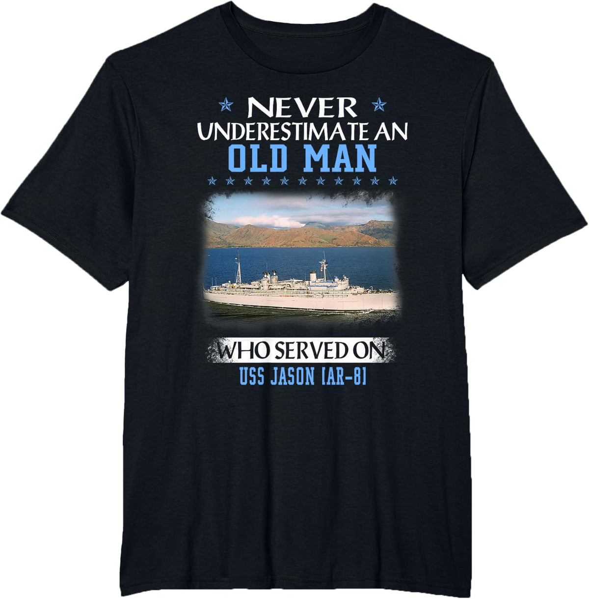 USS Jason AR-8 Veterans Day Father Day T-Shirt - Black