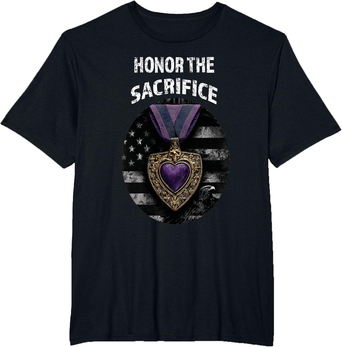 Purple Heart Day August 7 2025 Military Memorial Day Honor T-Shirt - Black