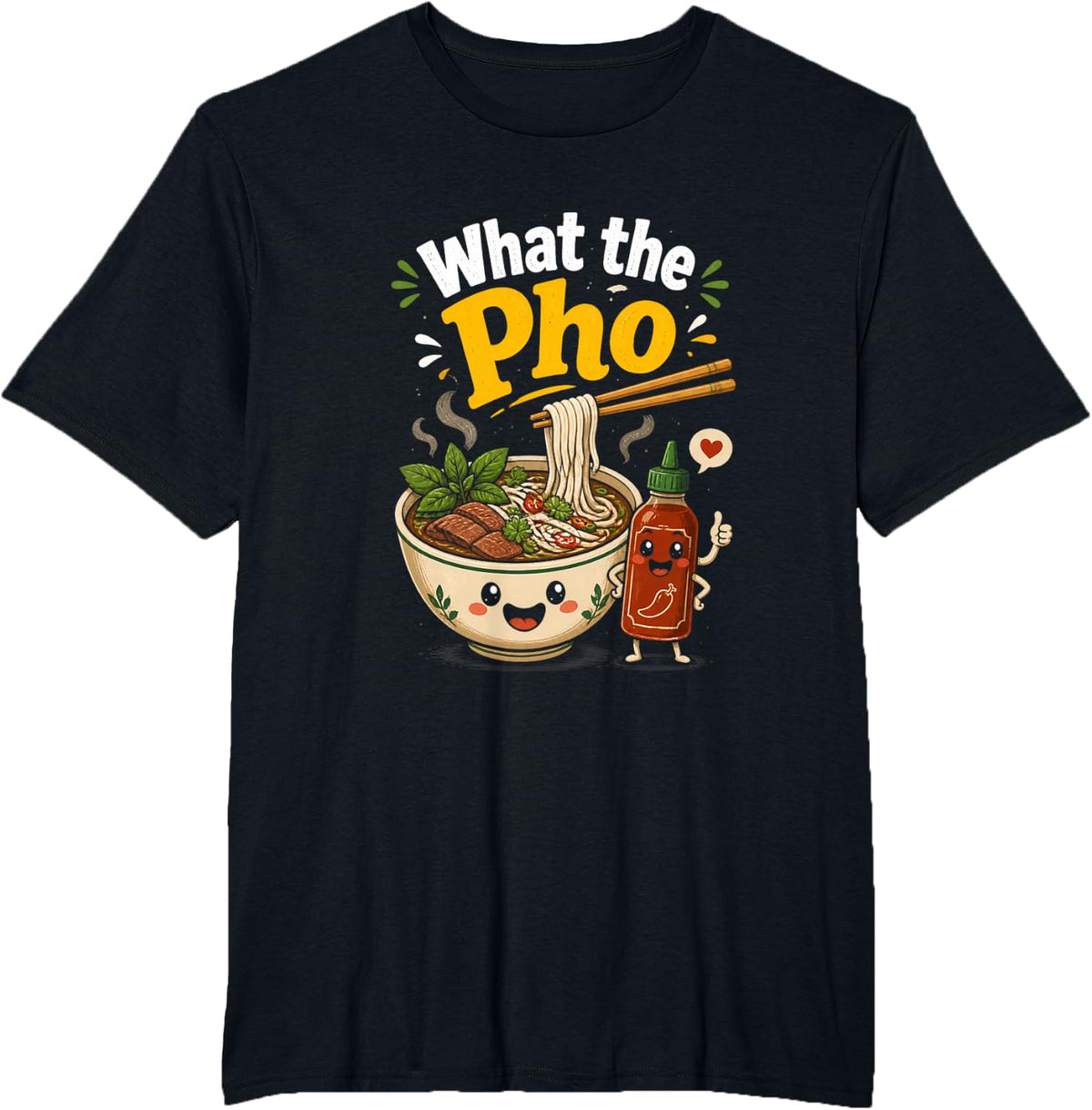 What the Pho Cute Ramen Bowl T-Shirt - Black