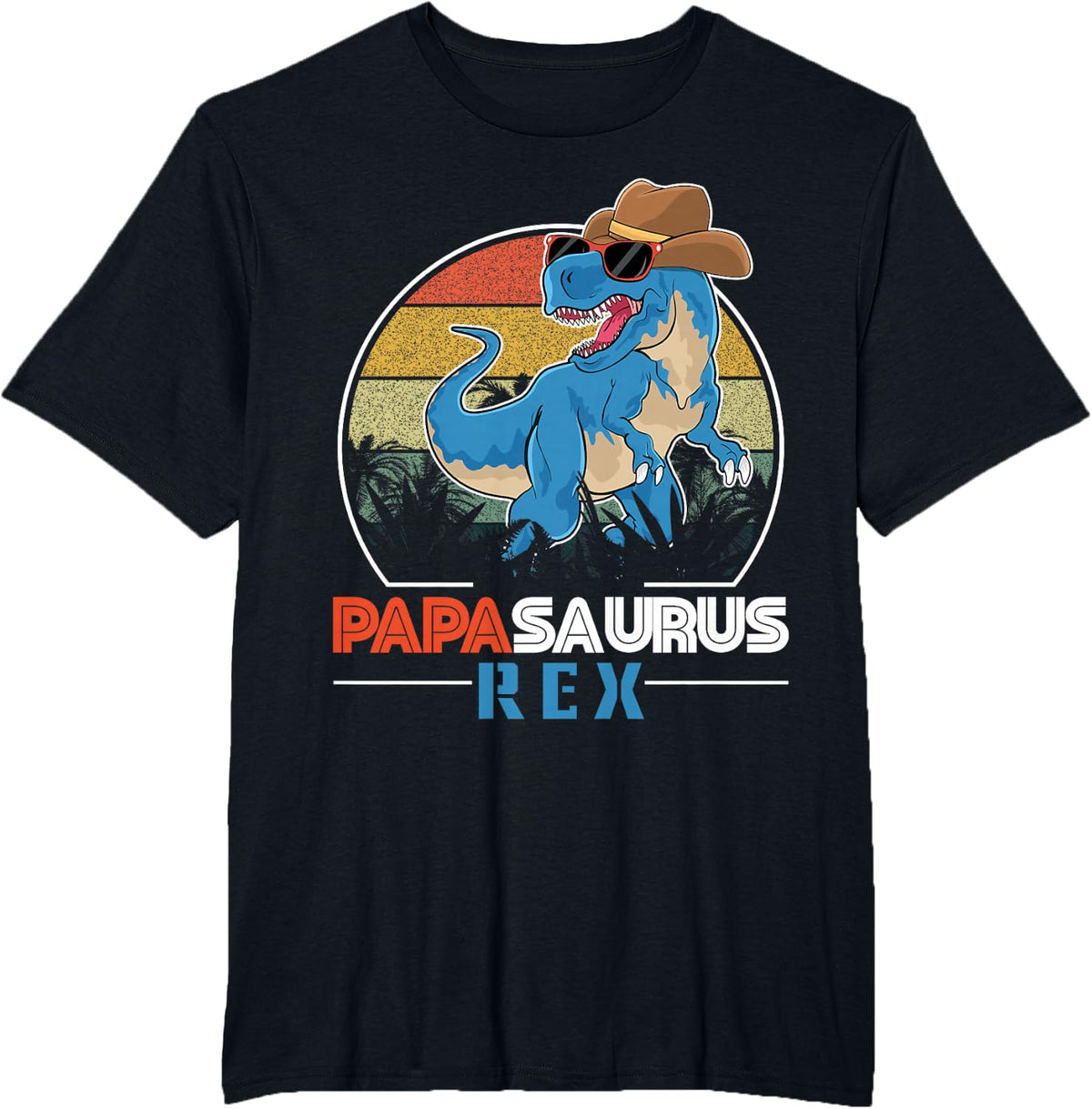 Papasaurus Rex Dinosaur Daddy Father Dad Fathers Day T-Shirt - Black