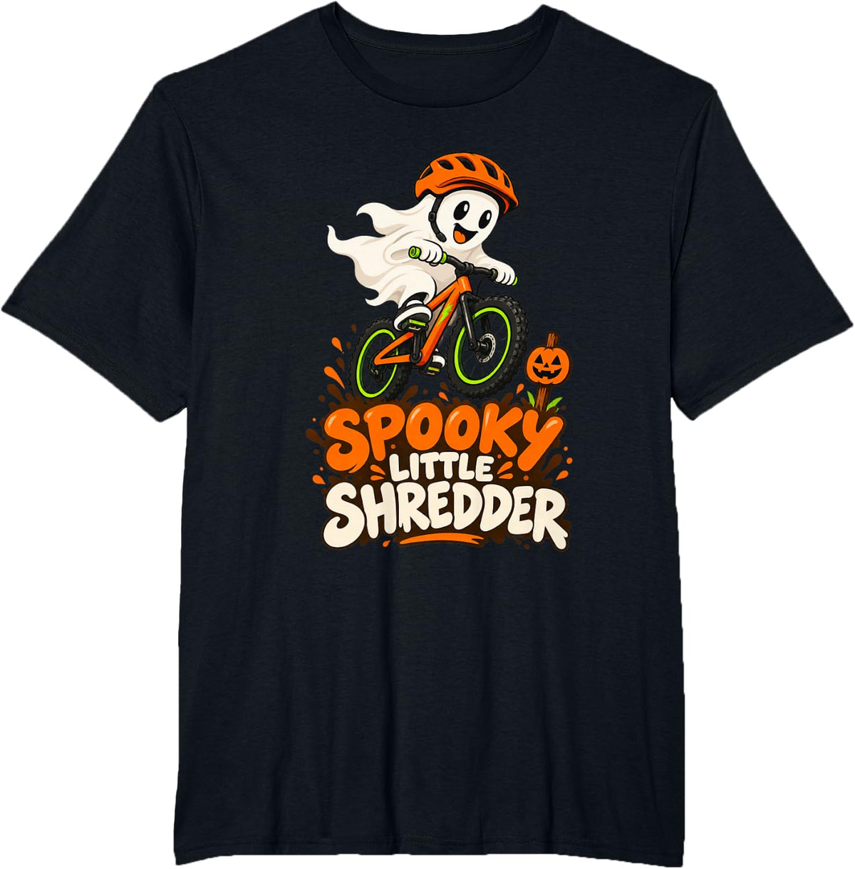 Kids Halloween Mountain Bike Spooky Little Shredder T-Shirt - Black