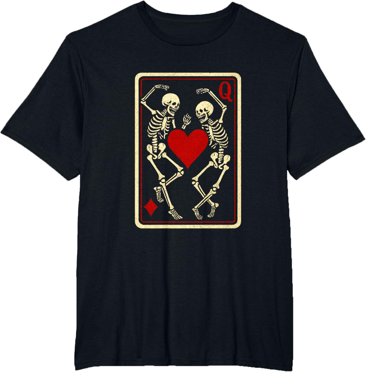 Skeleton Card Goth Emo T-Shirt - Black
