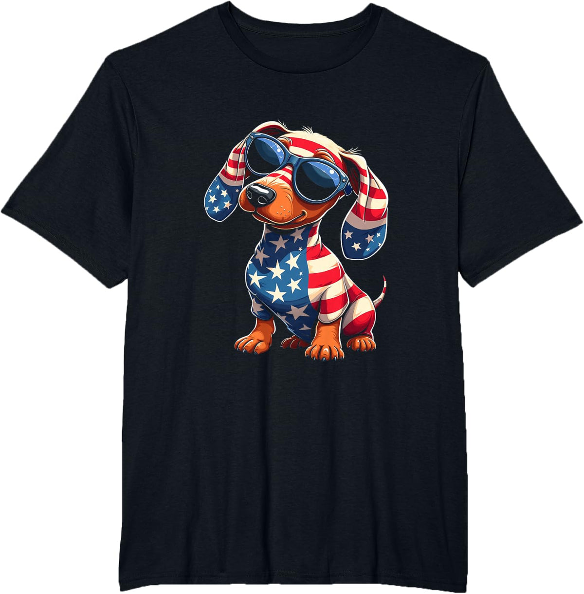 Patriotic Dachshund T-Shirt - Black