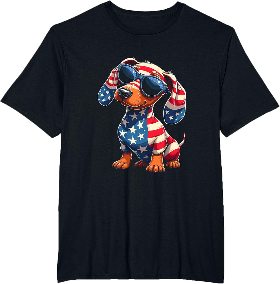 Patriotic Dachshund T-Shirt - Black