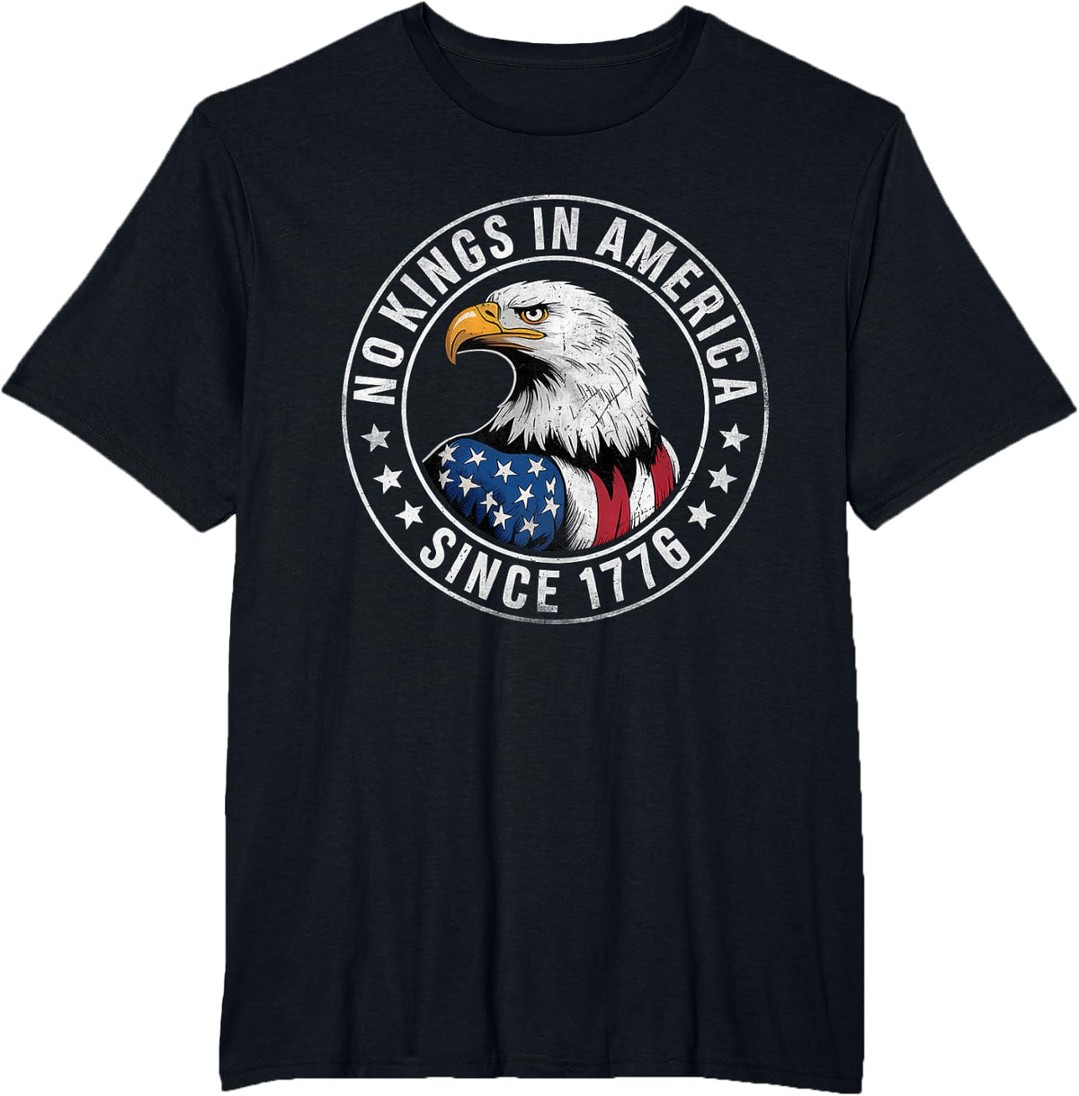 No Kings In America Patriotic Pro-Democracy Protest June 14 T-Shirt - Black