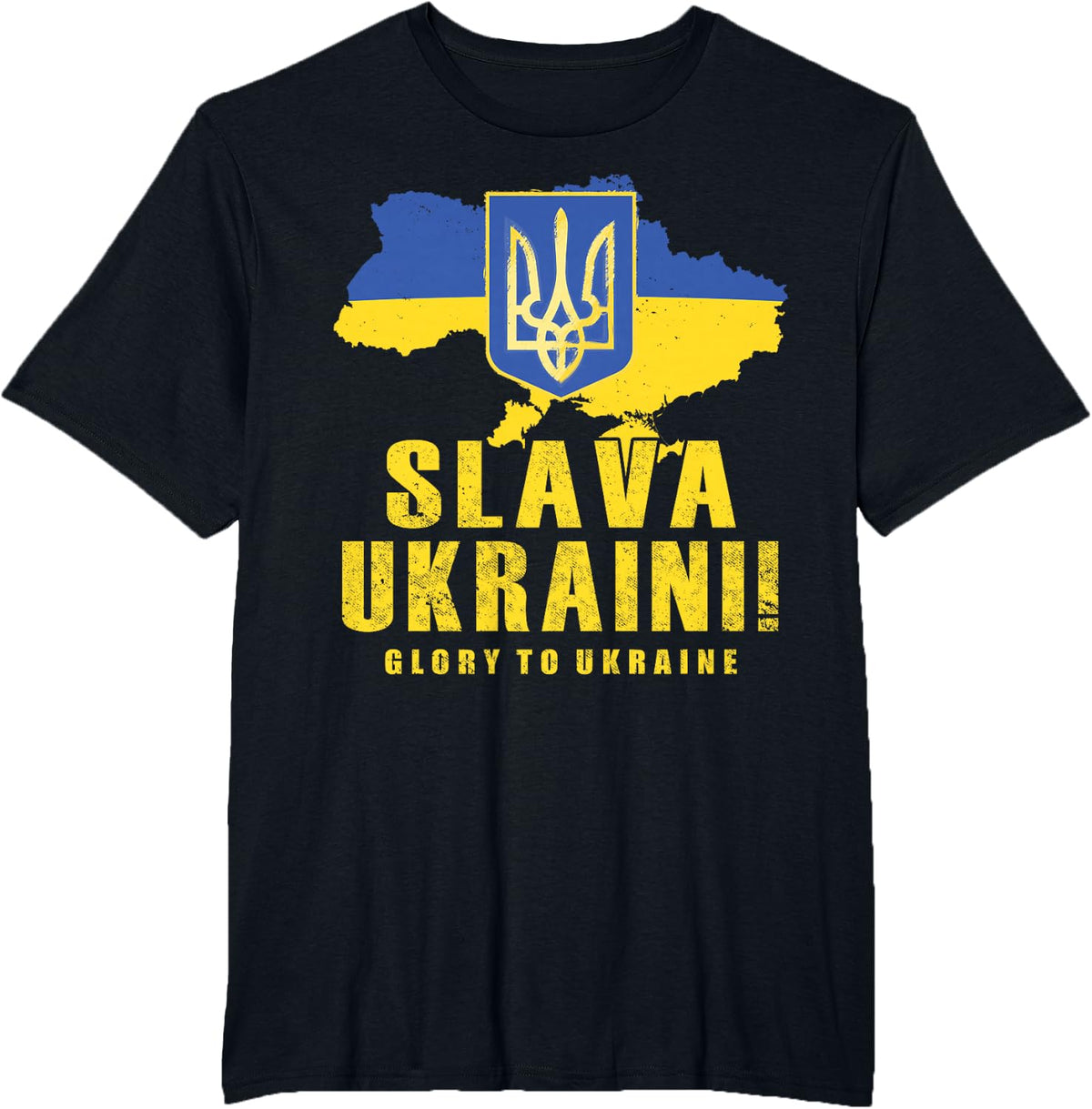 Ukraine Slava Ukraini Tryzub Glory to Ukraine Flag Zelensky T-Shirt - Black