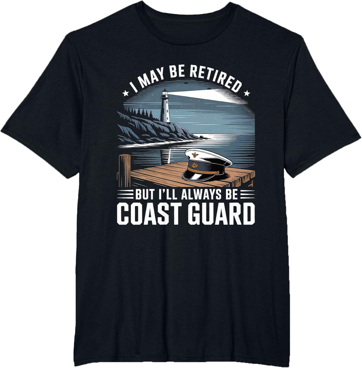 United States Coast Guard Retired American Flag T-Shirt - Black