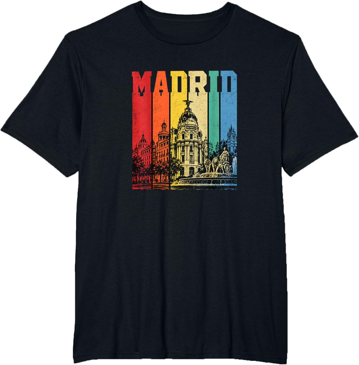 Spain Madrid Spanish Souvenir España Flag Reminder T-Shirt - Black