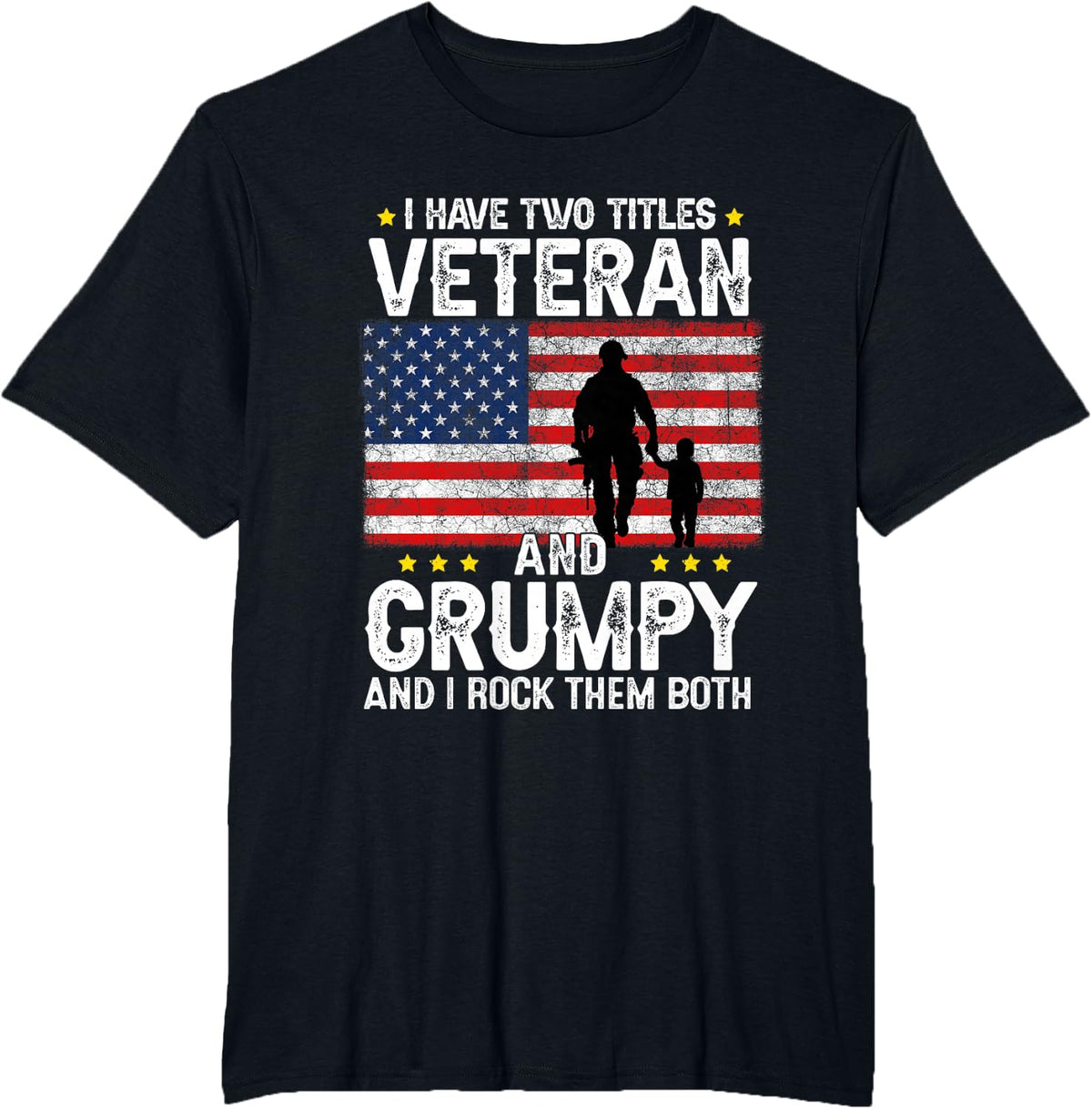 Mens Veteran Grandpa Grumpy Fathers Day Veteran Funny T-Shirt - Black