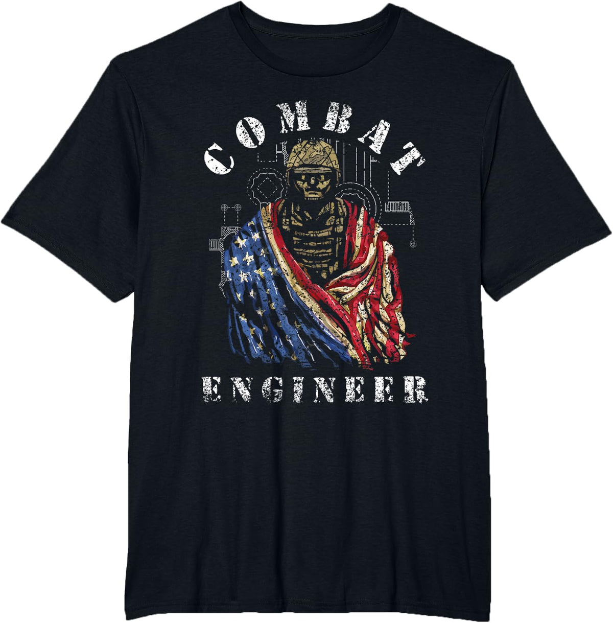 Combat Engineer Veterans Veteran's Day Combat Veteran T-Shirt - Black