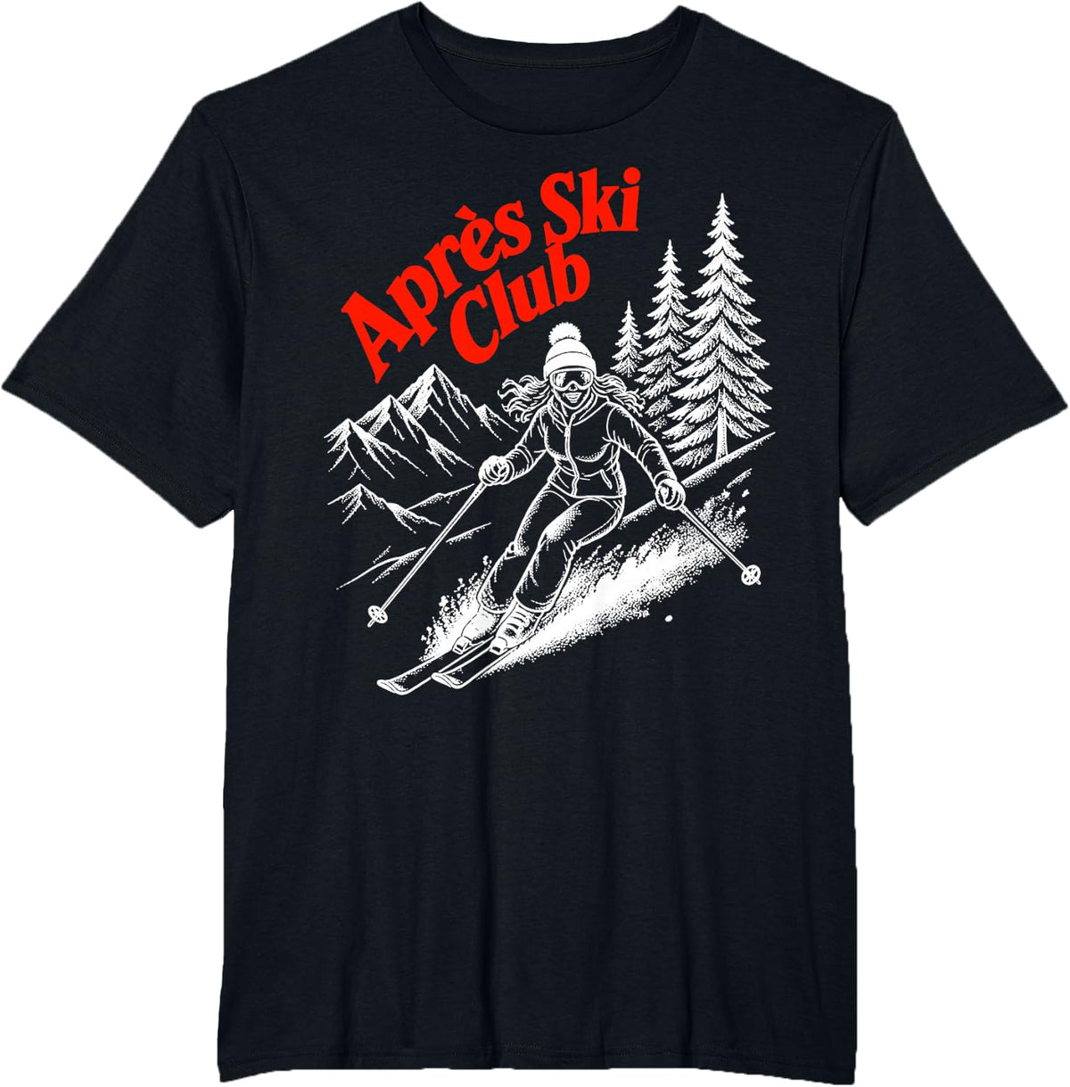 Skiing Apres Ski Winter Sports Skier T-Shirt - Black
