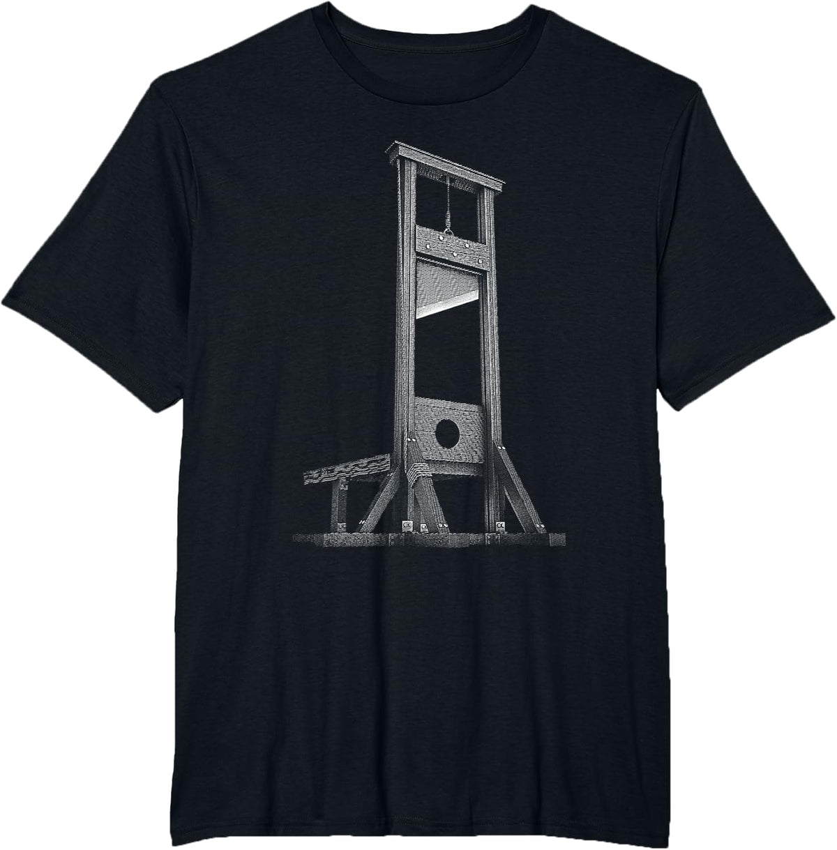 Guillotine Time French Revolution Guillotine T-Shirt, Men's Black Cotton 60% Polyester 40% Classic Fit Crew Neck Short