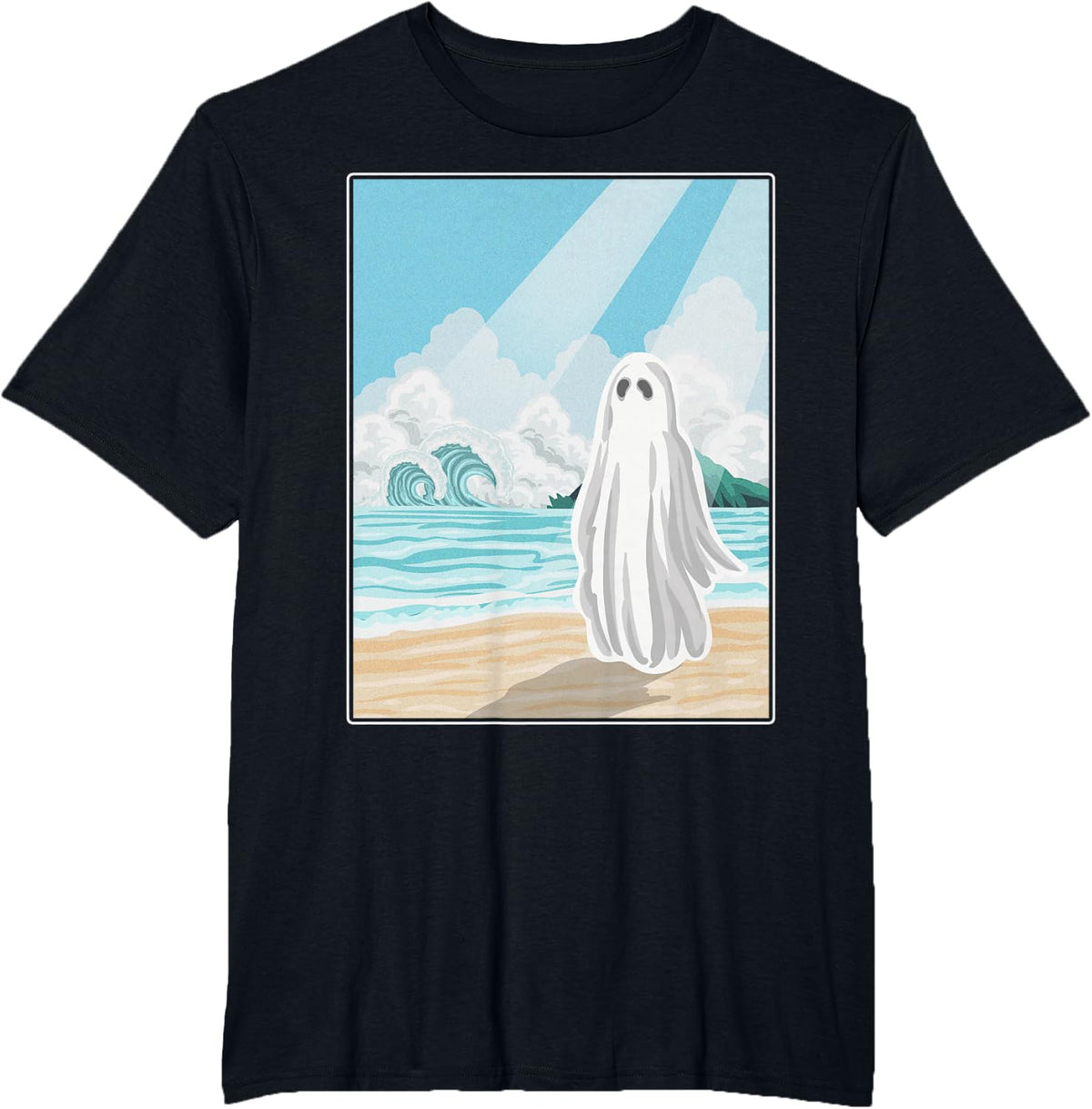 Cute Sheet Ghost Beach Aesthetic Sad Goth Summer Vibe Gothic T-Shirt - Black