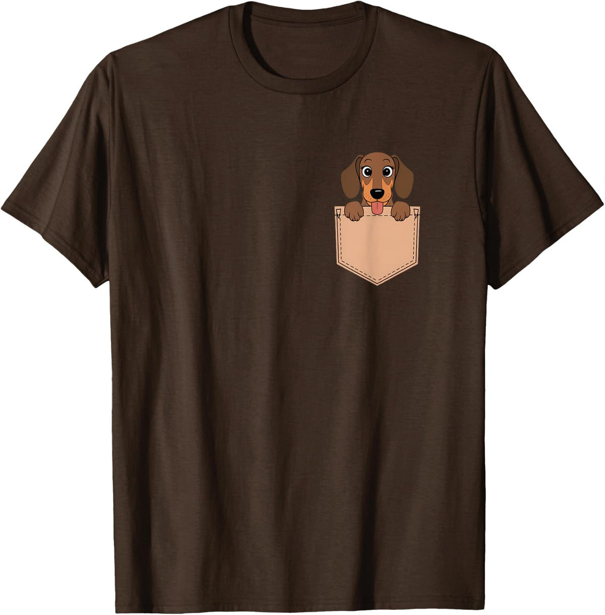 Dachshunds In Pocket Dog Owner Cute Puppy Lover Men Women Kids T-Shirt - Brown