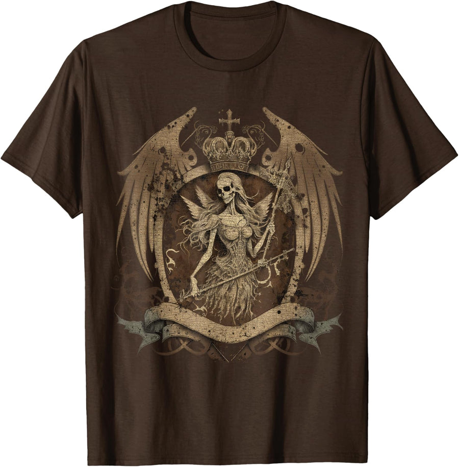 Aesthetic Y2k Fairy Wings Skeleton Alt Grunge T-Shirt - Brown