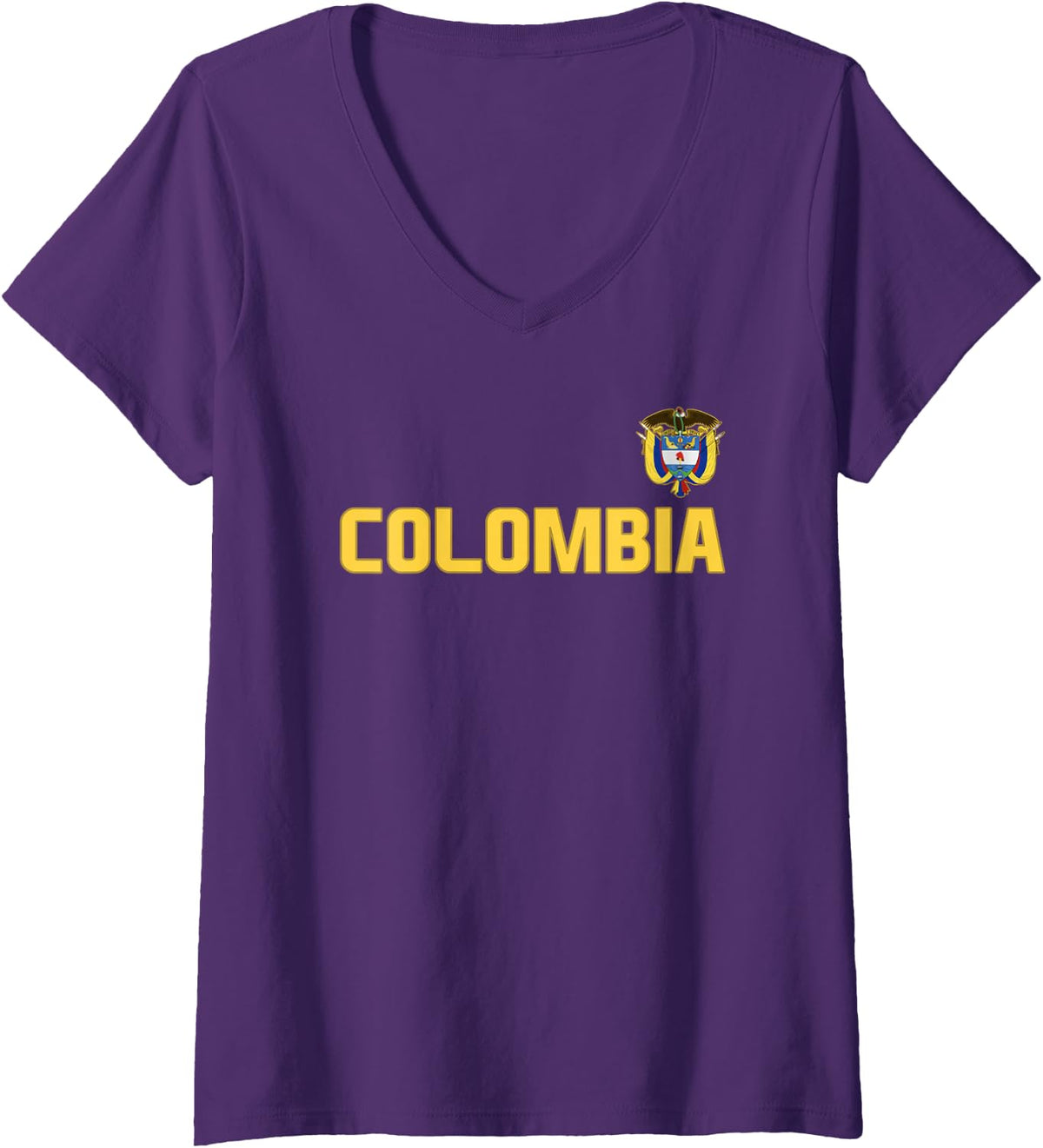Women's Colombia Flag Colombian Pride International Country V-Neck T-Shirt - Purple