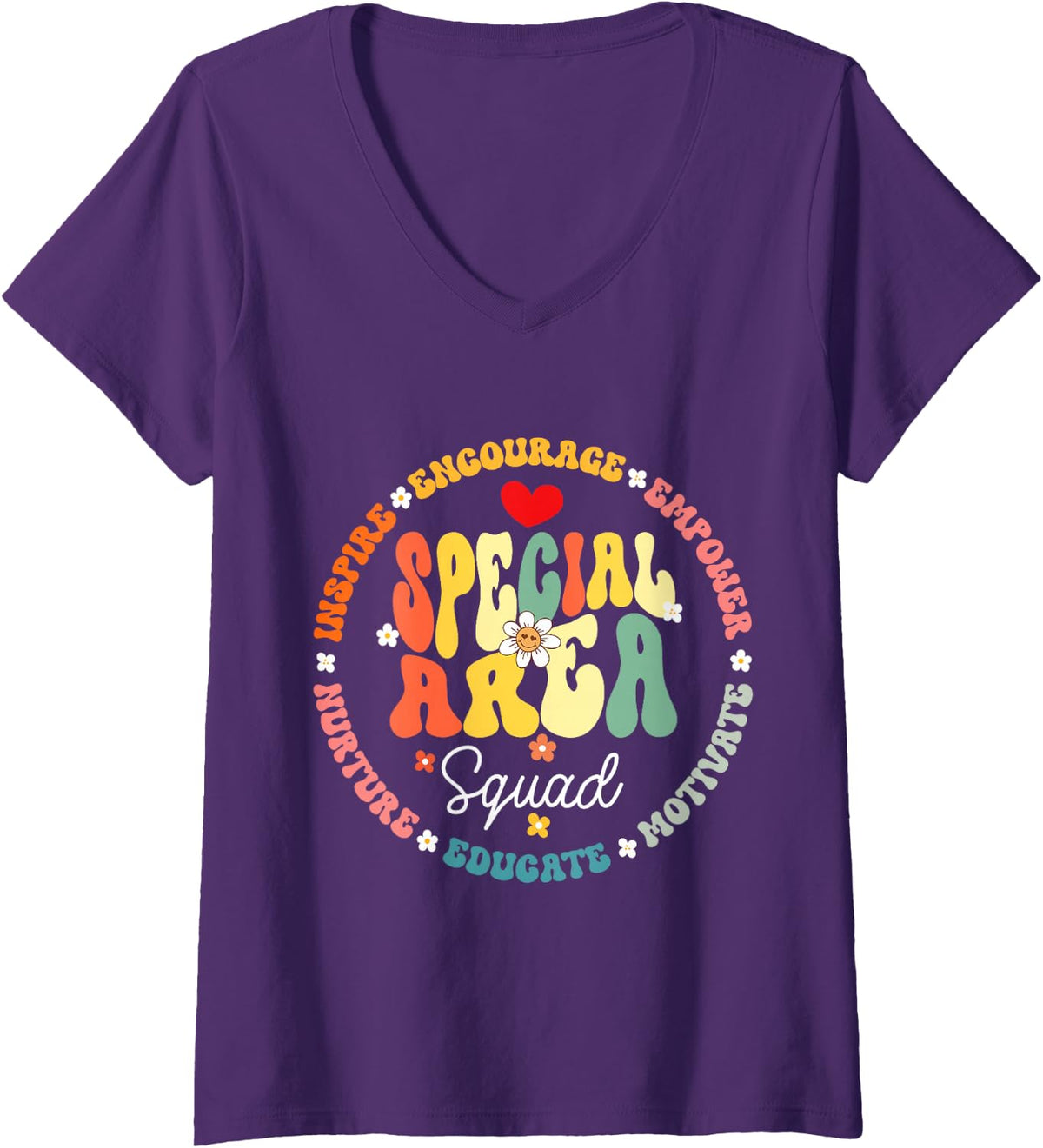 Women's Funny Back to School Teacher Appreciation Special Area Squad V-Neck T-Shirt - Purple