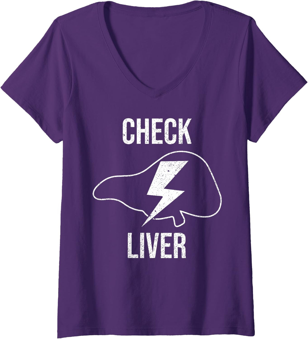 Women's Check Liver Funny Green Sharm Rock Patrick Day V-Neck T-Shirt - Purple