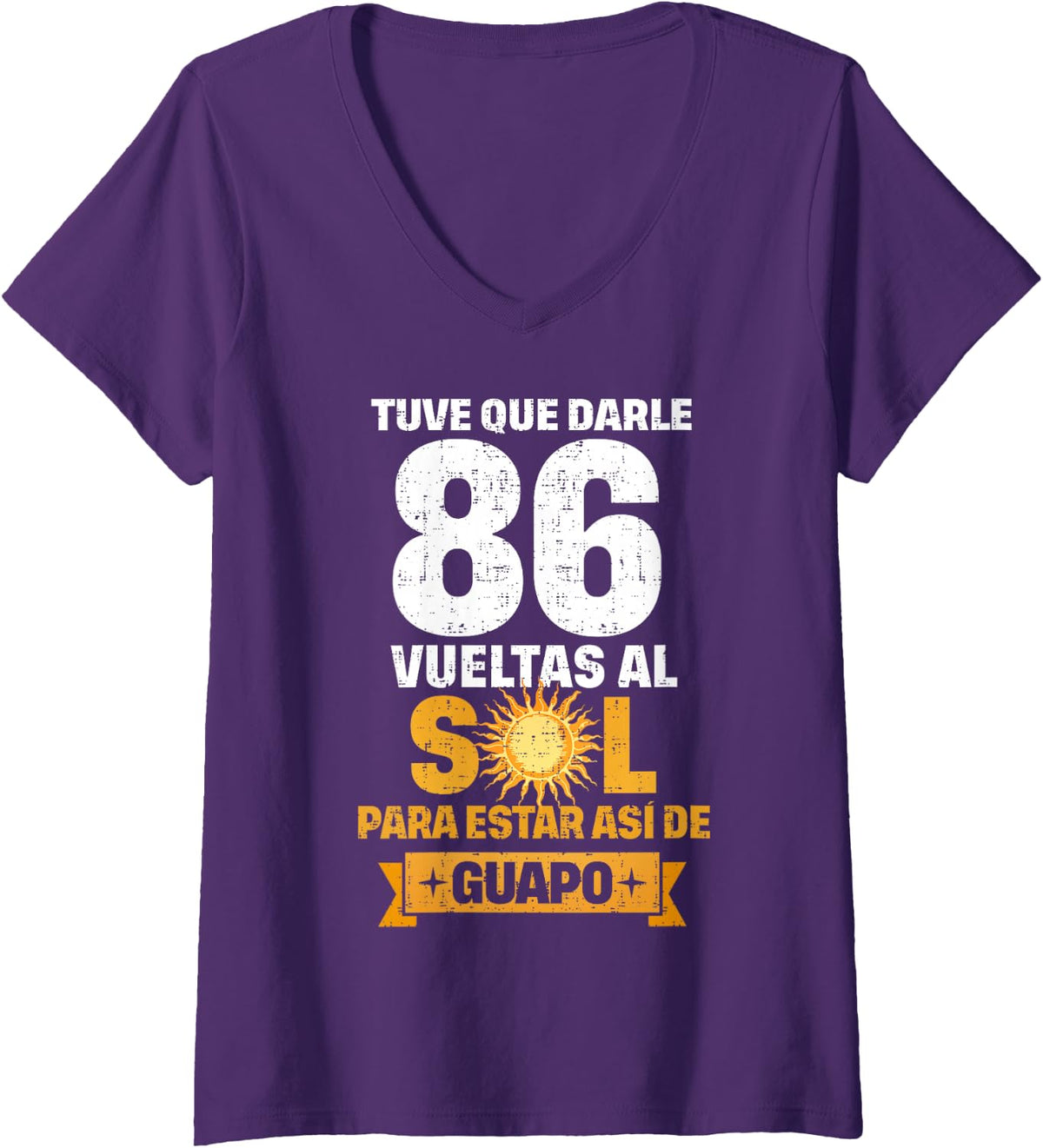 Women's 86th Birthday Gift for Men in Spanish Regalo cumpleanos 86 V-Neck T-Shirt - Purple