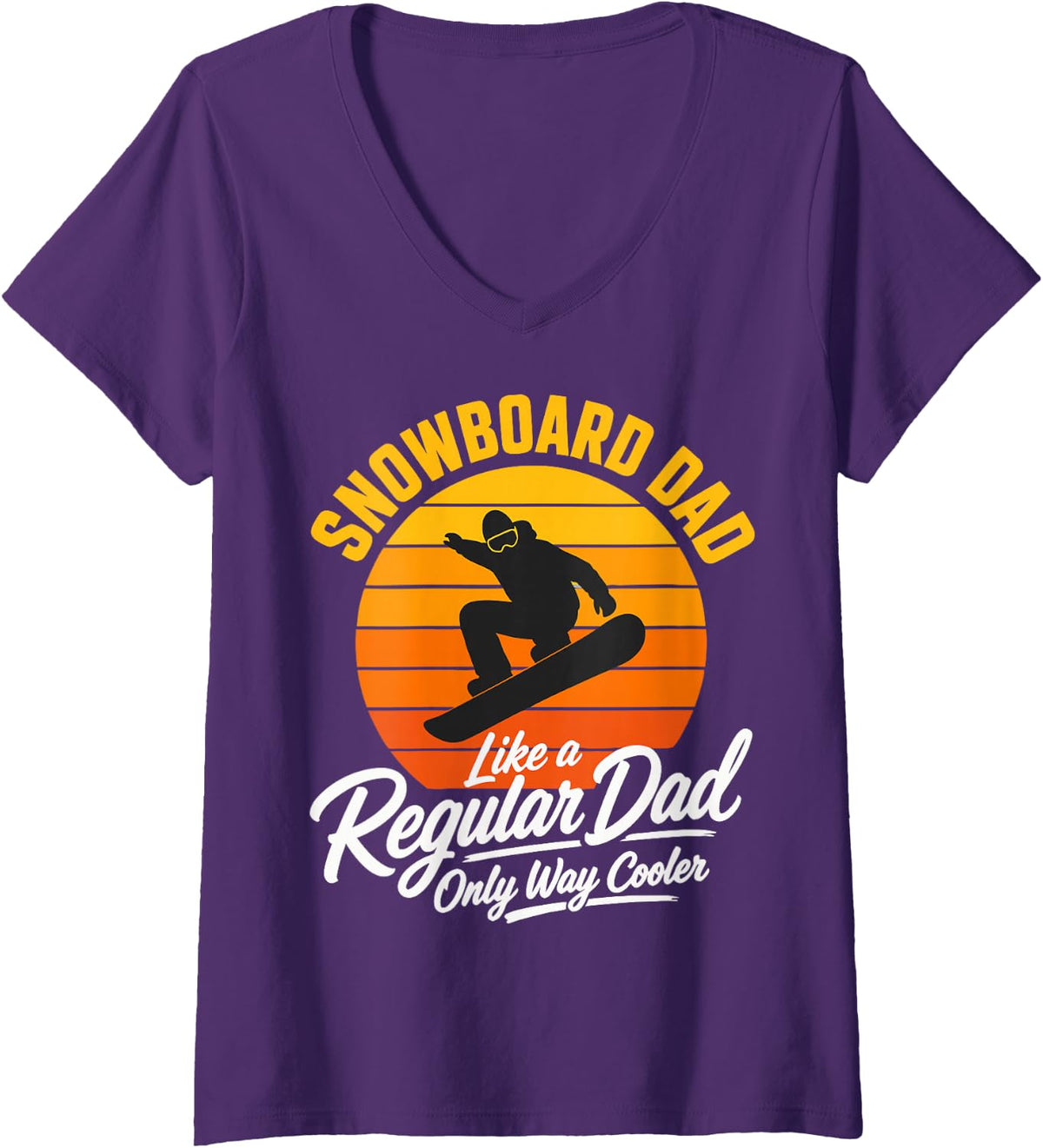 Women's Snowboard Dad Rider Father Snowboarding V-Neck T-Shirt - Purple