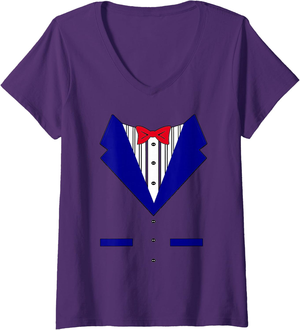Women's Women's Printed Top Coat Nanny Costume Halloween Fancy Dress V-Neck T-Shirt - Purple