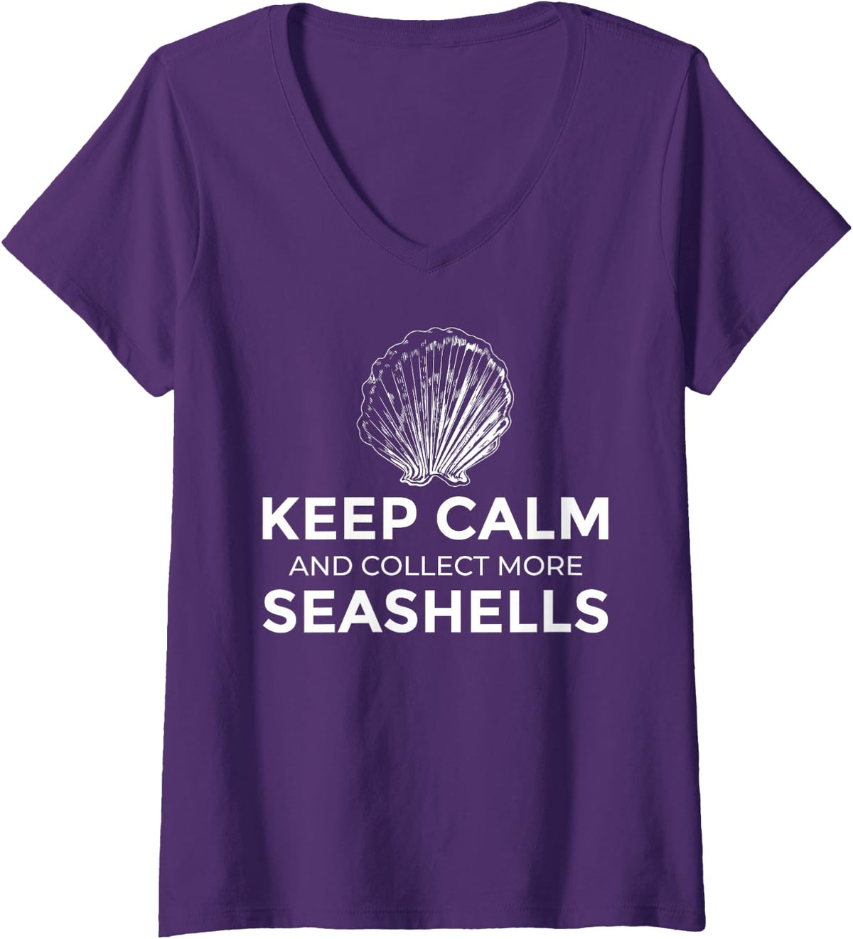 Women's Beachcombers Camping and Conches - Keep Calm and Collect V-Neck T-Shirt - Purple