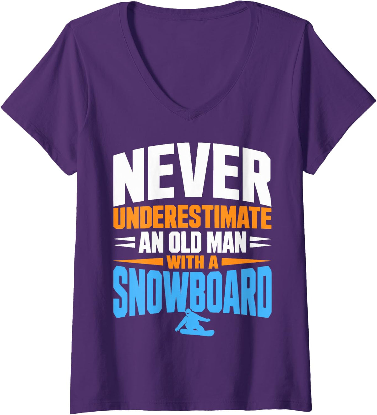 Women's Snowboarder Dad Rider Man Snowboarding Boarder V-Neck T-Shirt - Purple