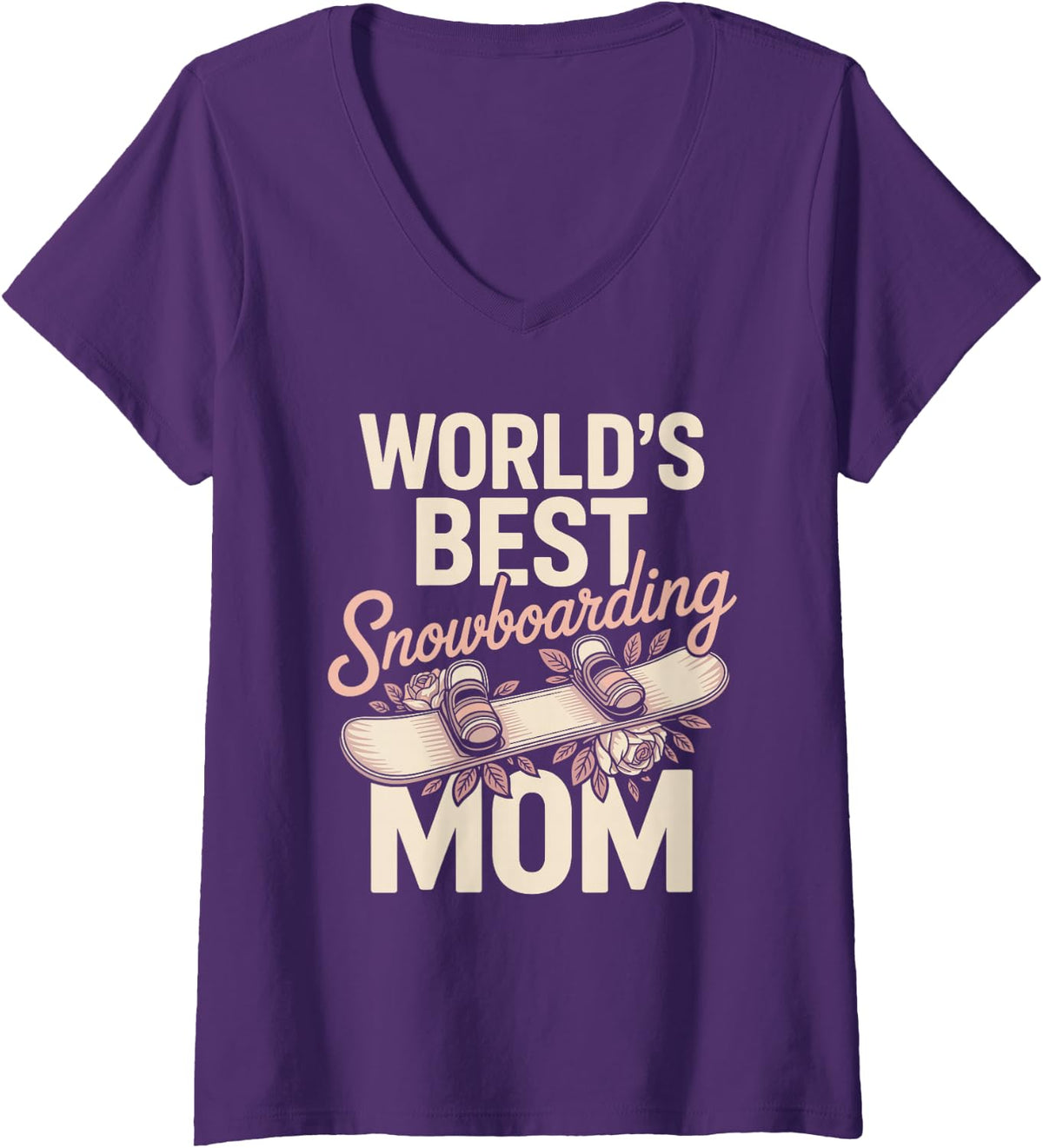 Women's World's Best Snowboarding Mom Snowboard V-Neck T-Shirt - Purple
