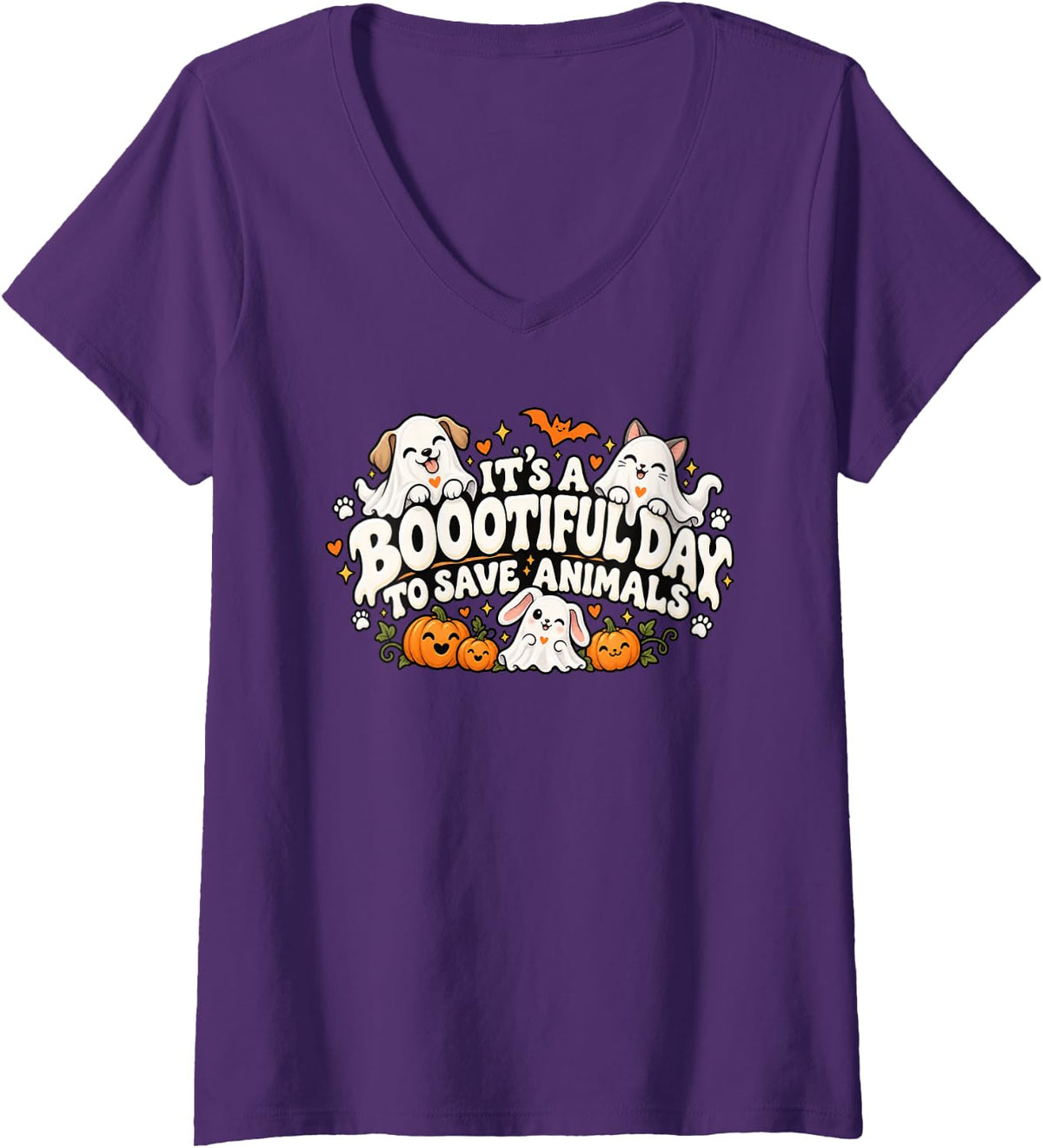 Women's Vet Assistant Vet Tech It's A Bootiful Day to Save Animals V-Neck T-Shirt - Purple