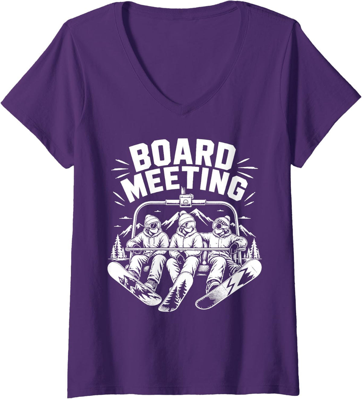 Women's Boarder Snowboard Buddies Snowboarding Vacation Rider V-Neck T-Shirt - Purple