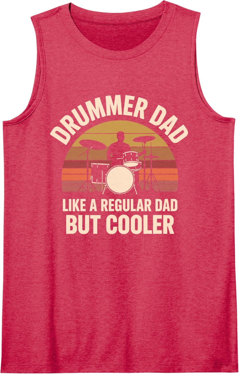 Drummer Dad Art for Dad Father Men Drum Player Percussionist Sleeveless Tank Top - Red