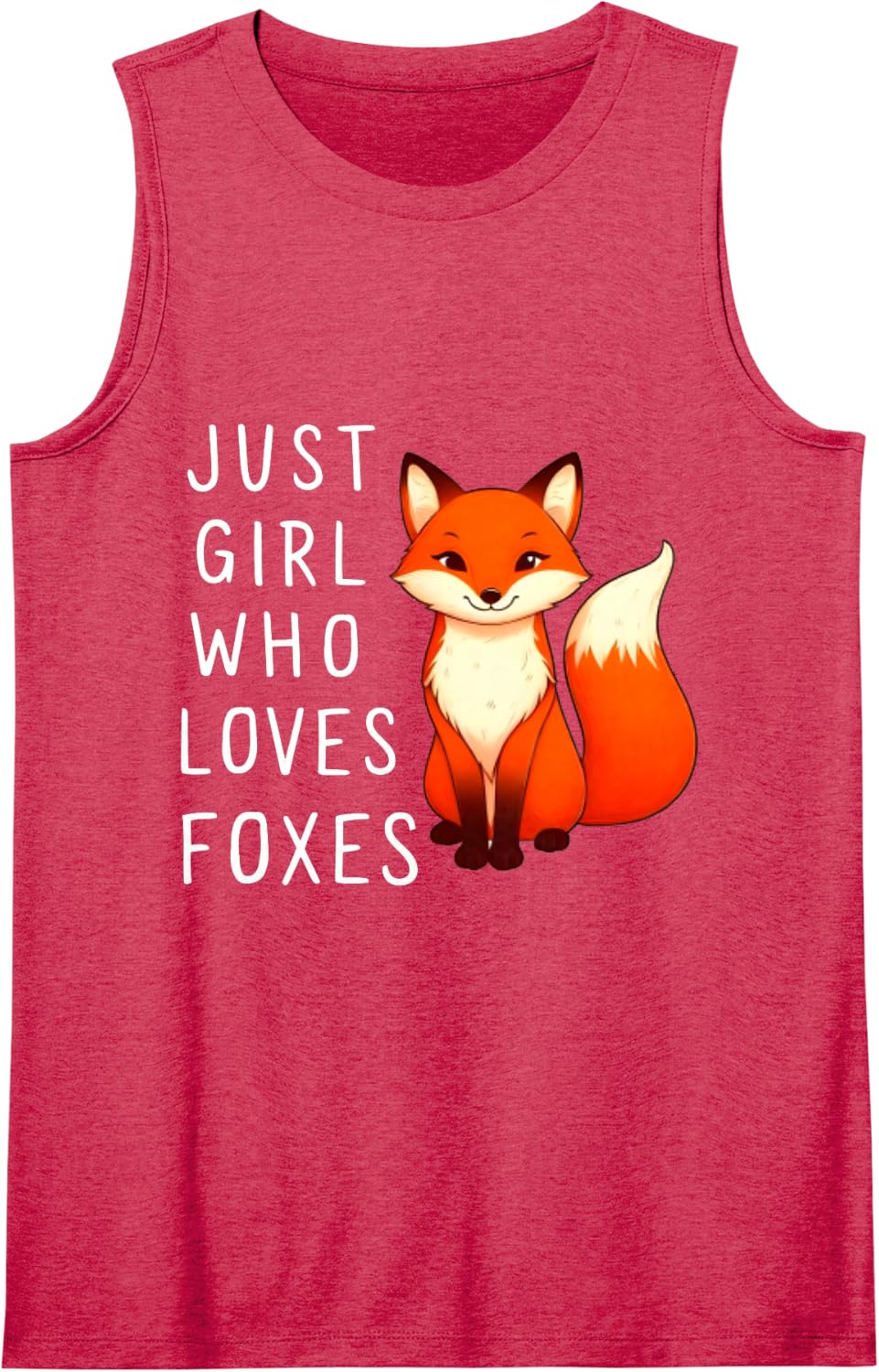 Just a Girl Who Loves Foxes Girls Cute Fox Sleeveless Tank Top - Red