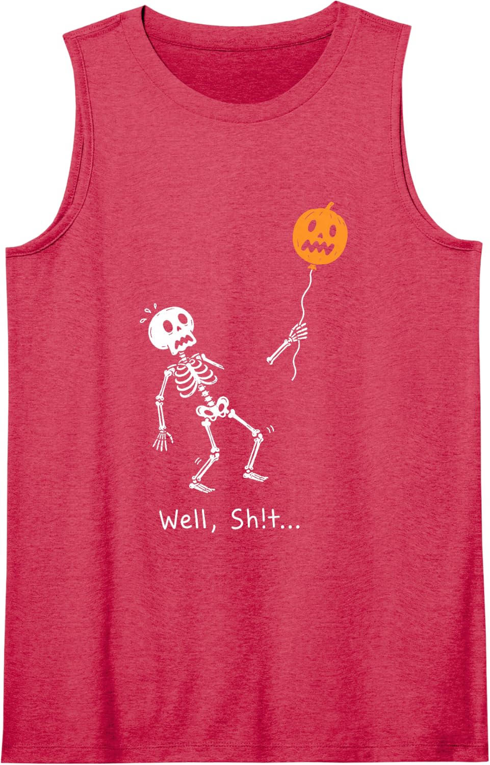 Halloween Vibes Spooky Season Skeleton Arm Humor Well Sht Tank Top - Red