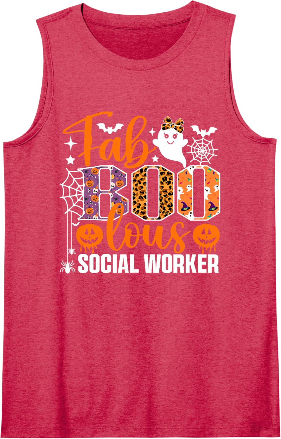 Fab Boo Lous Social Worker Funny Ghost Halloween Costume Tank Top - Red
