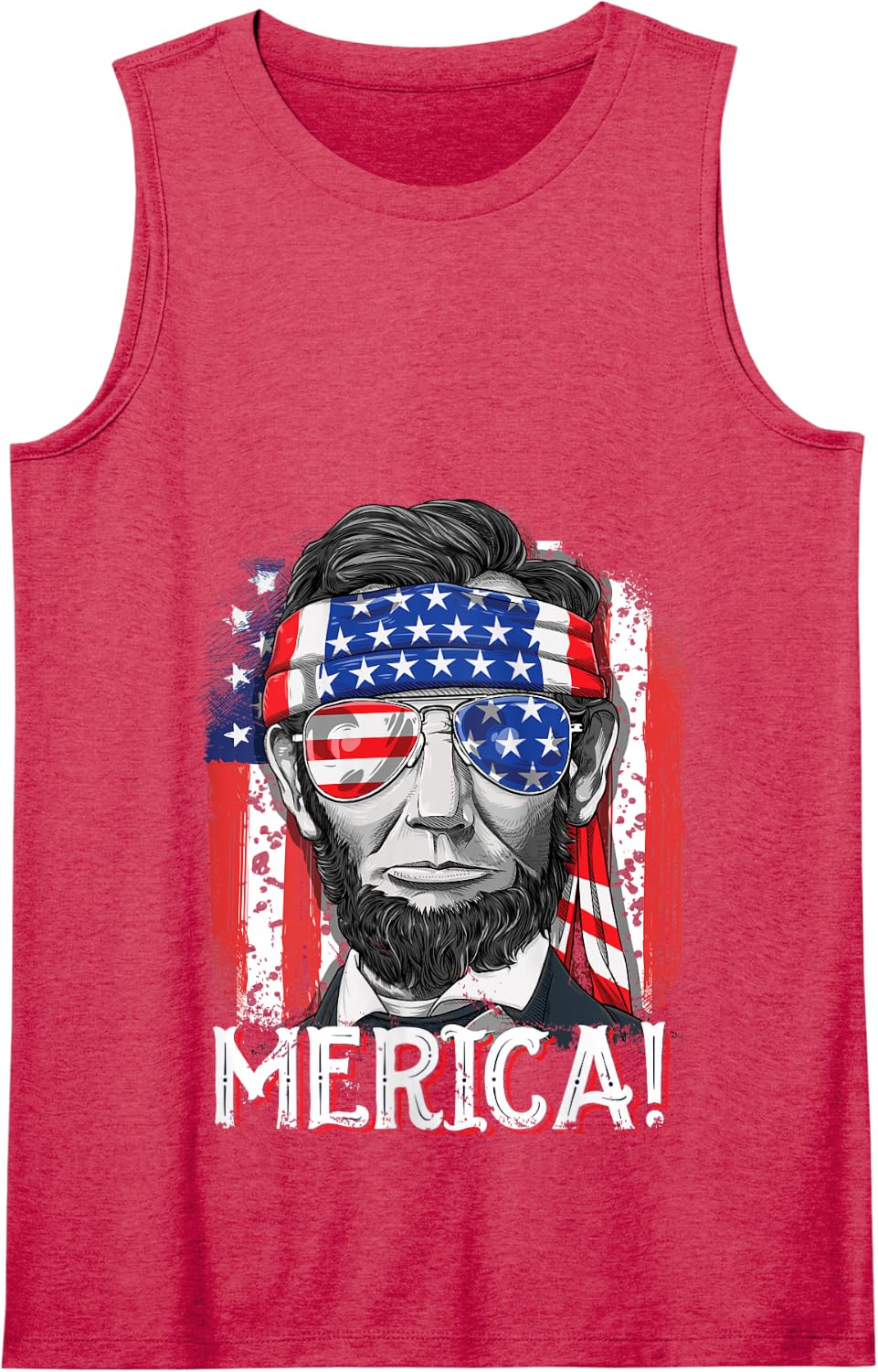 Abraham Lincoln 4th of July Merica Men Women American Flag Tank Top Small - Red