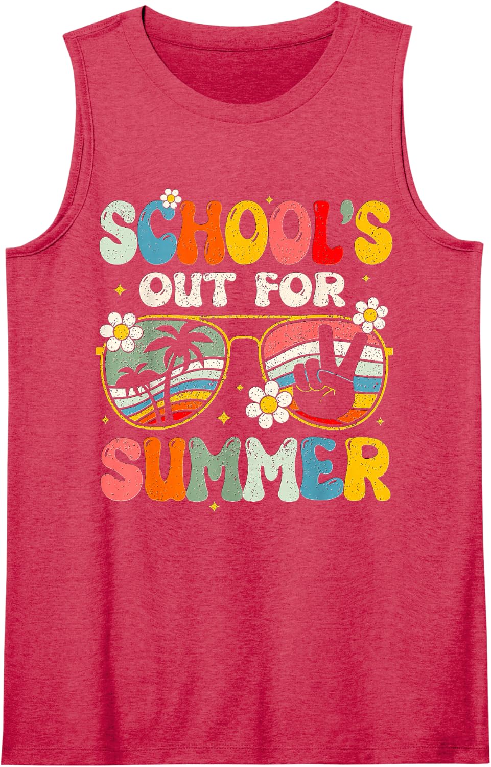 Teacher Boys Girls Schools Out for Summer Sleeveless Tank Top - Red