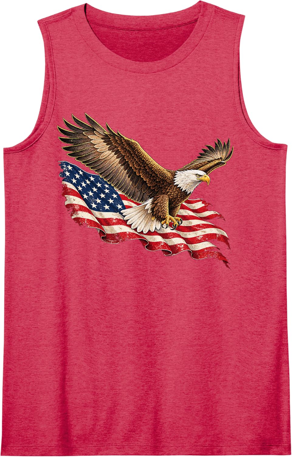 Bald Eagle American Flag Patriotic USA Sleeveless Tank Top - Red