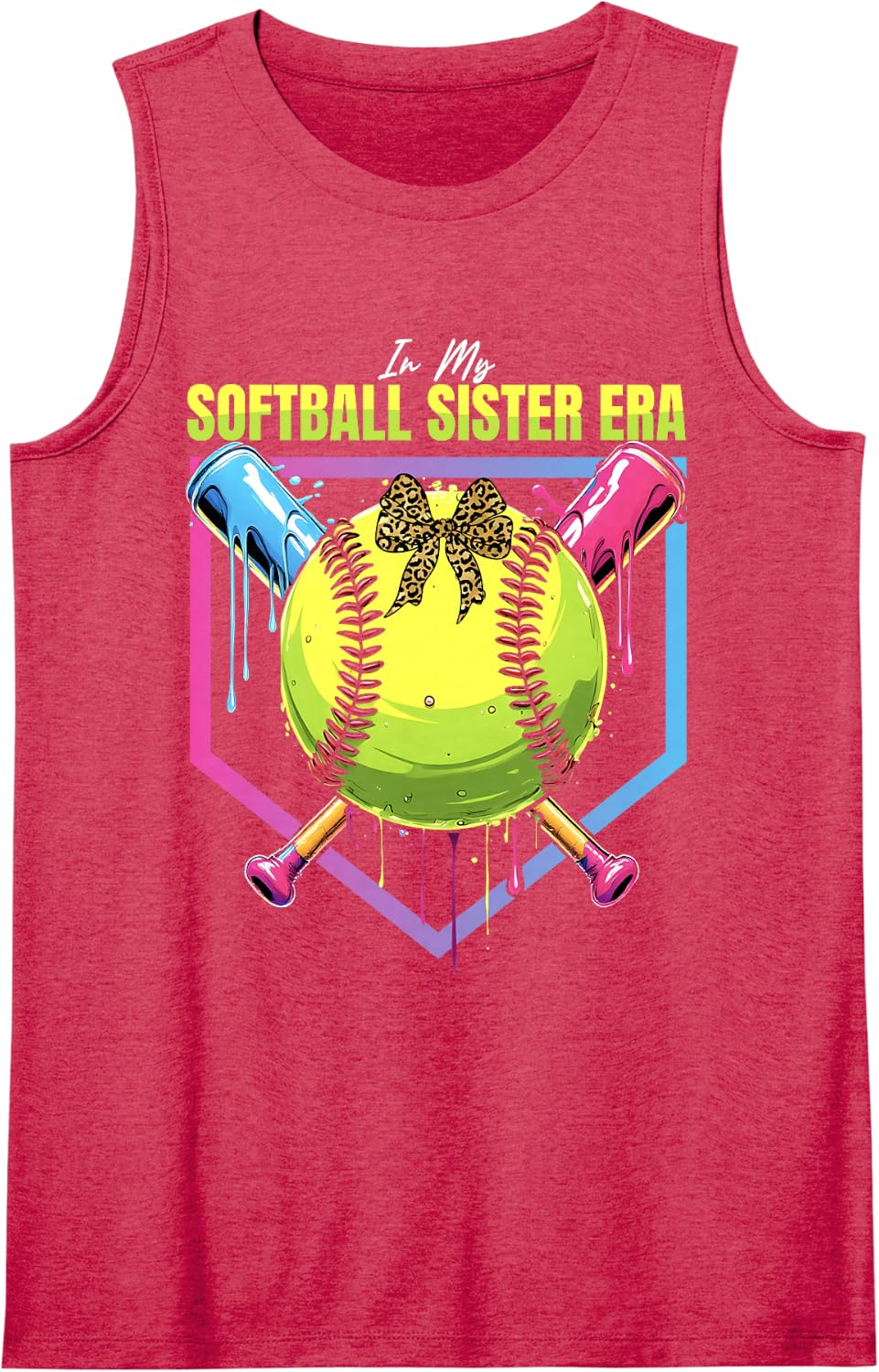 Softball Drip Girls in My Softball Sister Era Girls Game Day Sleeveless Tank Top - Red