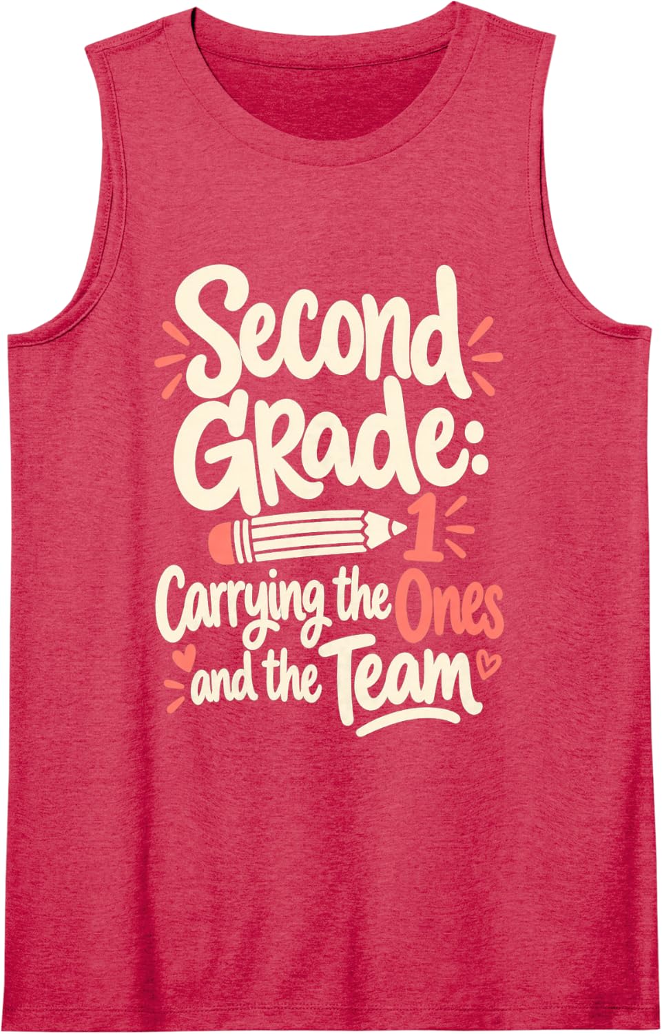 Second Grade Teacher Carrying Ones Team Math Humor Sleeveless Tank Top - Red