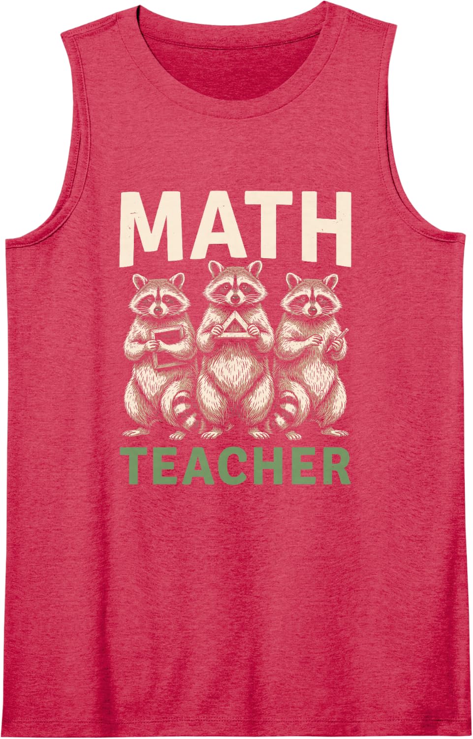 Funny Math Teacher Raccoon for Women Who Teach Fractions Sleeveless Tank Top - Red
