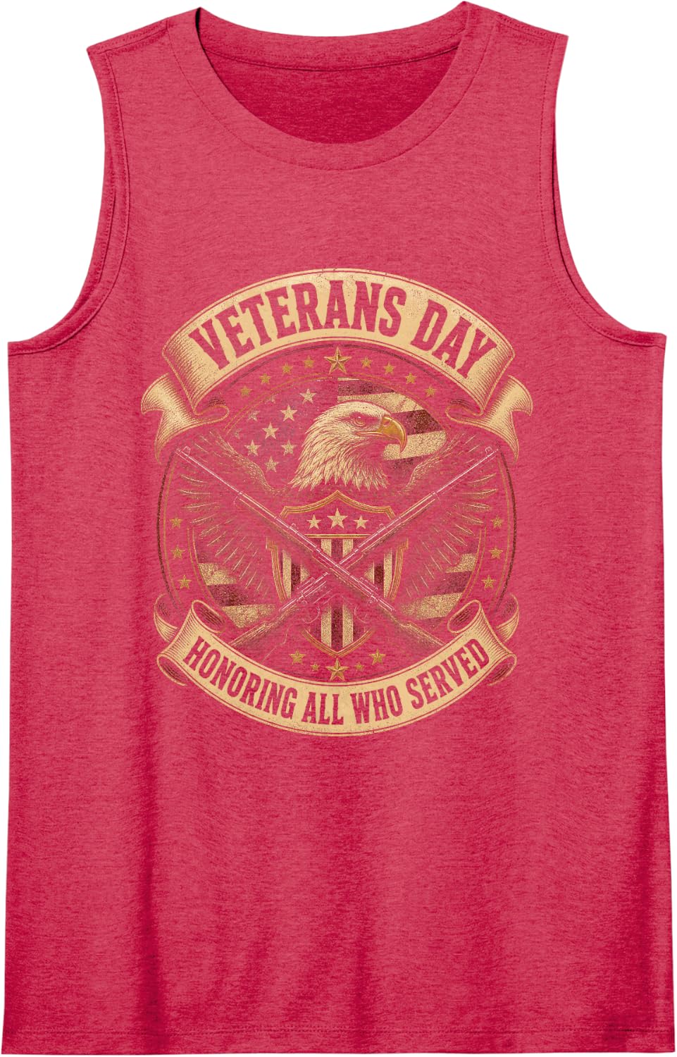 Veterans Day Honoring All Who Served Patriotic Eagle Sleeveless Tank Top - Red