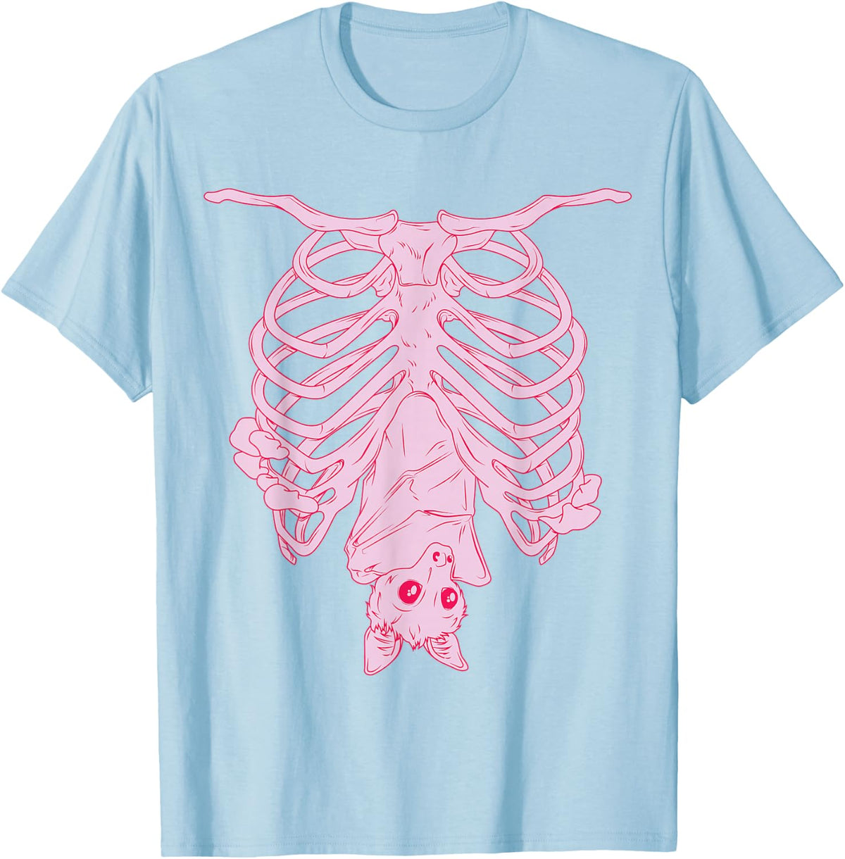 Nu Goth, Witchy Pastel Goth Aesthetic, Creepy Cute Bat T-Shirt Small - Baby Blue