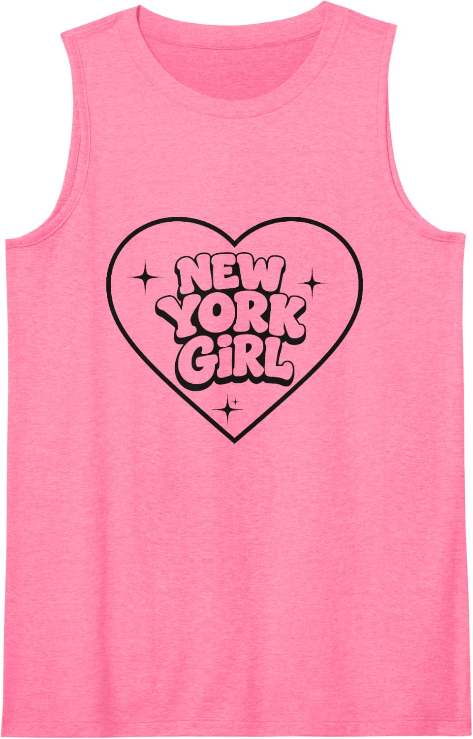 Women's New York Girls Cute Heart City Pride Sleeveless Tank Top - Pink