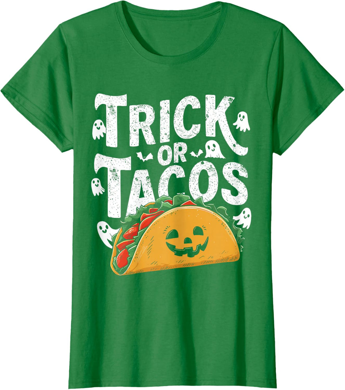 Trick or Tacos Mexican Funny Halloween Taco Food Lover T-Shirt - Kelly Green