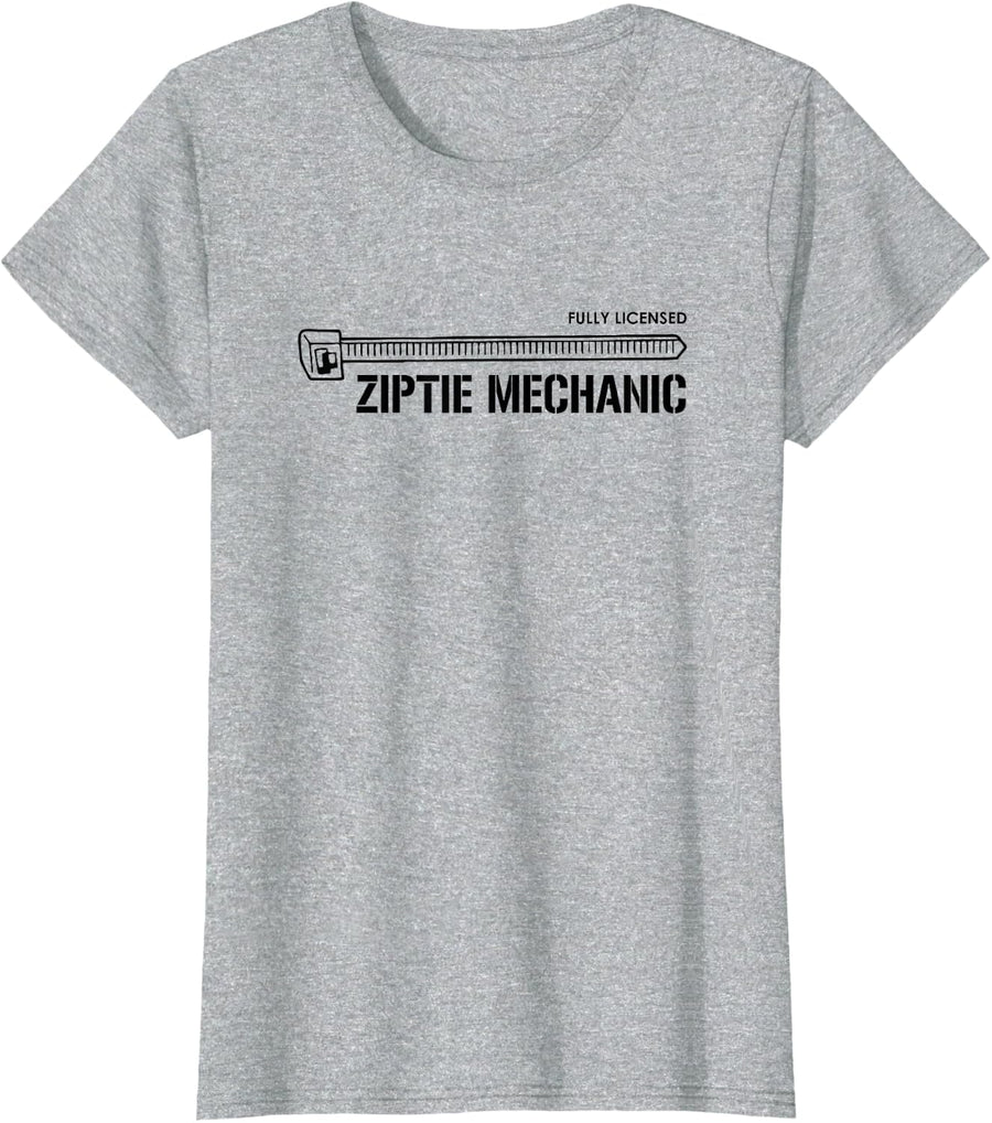 Ziptie Mechanic Car Lover Car Mechanic Vehicle Technician T-Shirt - Heather Grey