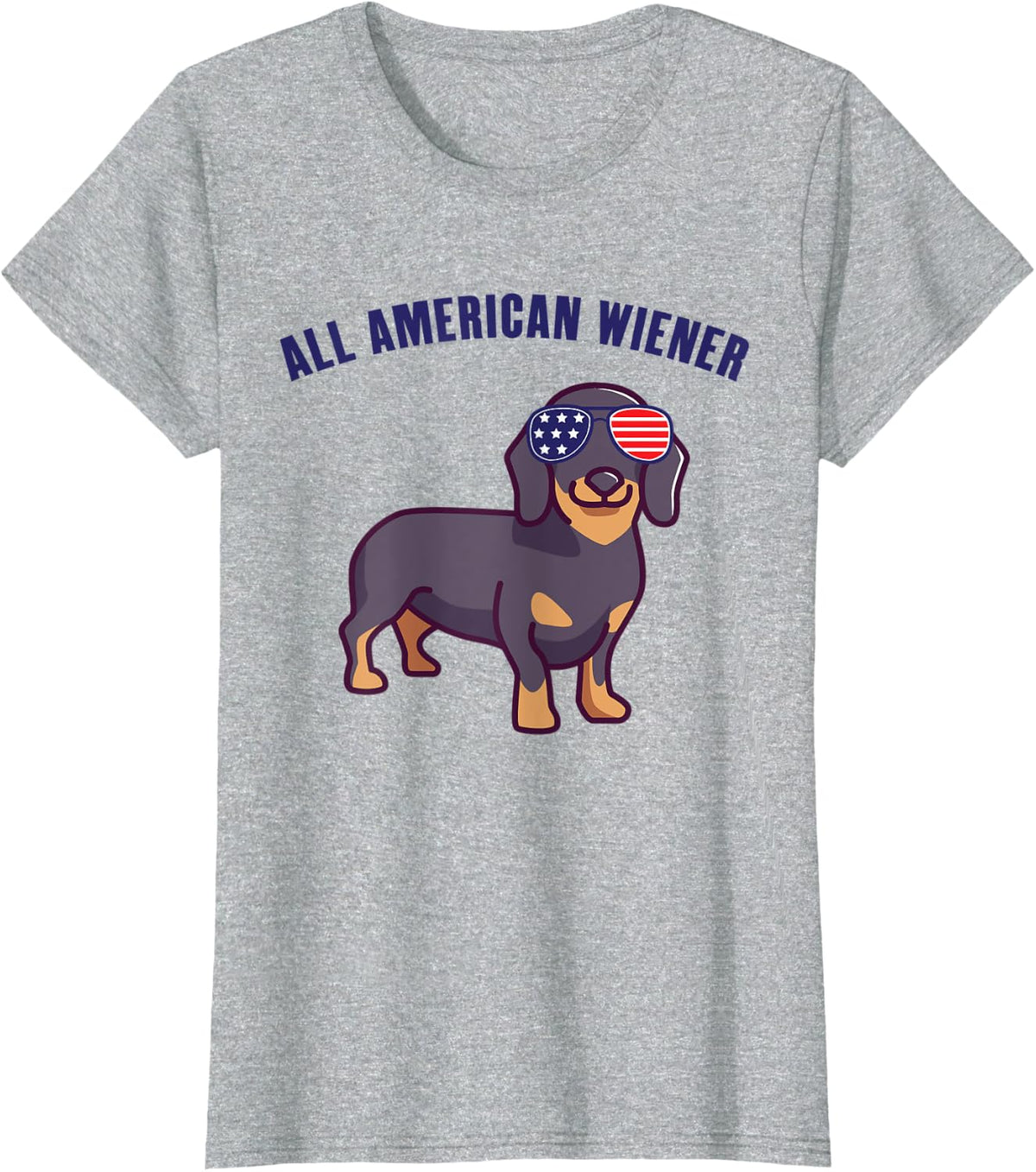All American Wiener - Dachshunds & Weenie Dog Lovers T-Shirt for Men Women - Heather Grey