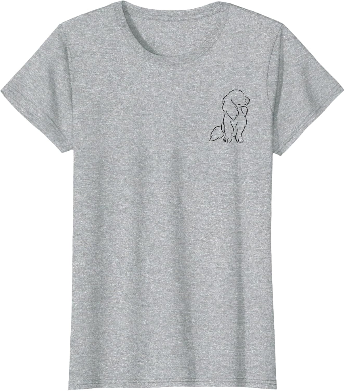 Long haired Dachshund Line Art cute Doxie Wiener Dog Men Women T-Shirt - Heather Grey