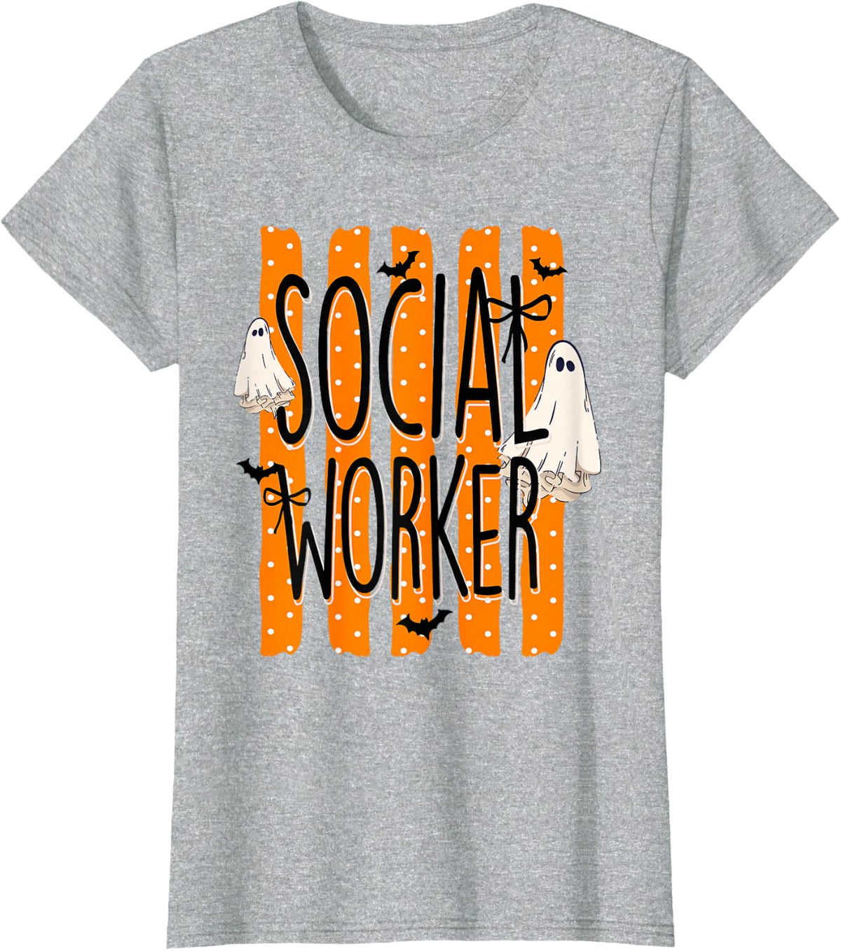 Striped Social Worker Halloween Spooky MSW School Fall LCSW T-Shirt - Heather Grey